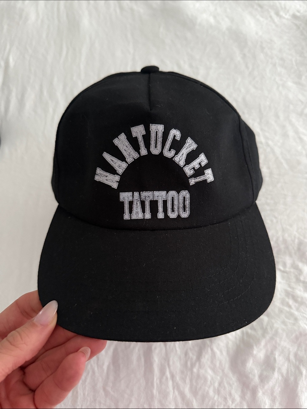 Nantucket Tattoo Embroidered Black Baseball Cap